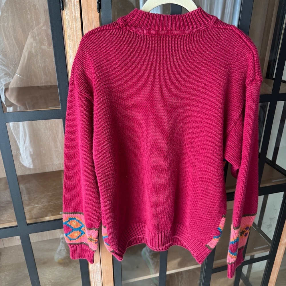 Vintage 90s PASTA chunky Knit Sweater Ramie Cotton butterfly Pullover colorful - Picture 4 of 11